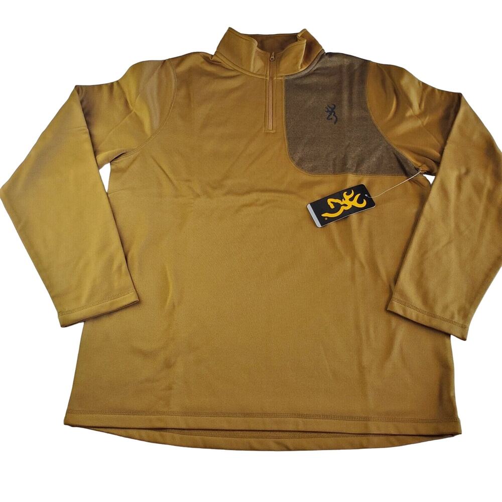 Browning 1/4 Zip Pullover Men's Large Gold/Brown Casual Sportswear New Superior - Picture 5 of 11